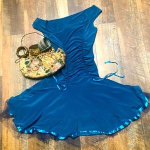 Taboo Off the shoulder mini dress tulle blue small